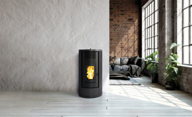 Poêle à granulés étanche Fontica 8 noir WiFi - Ventilation désactivable