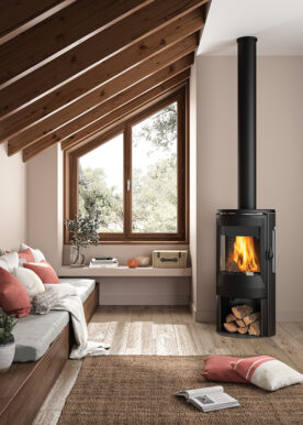 Poêle à bois en acier et fonte Neosen 3 vitres Raccordable Plus