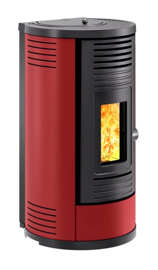 Poêle à granulés étanche Fontica 8 rouge WiFi - Ventilation désactivable