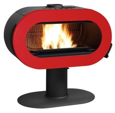 Poêle à bois Fonte Fifty Plus sur Pied rouge