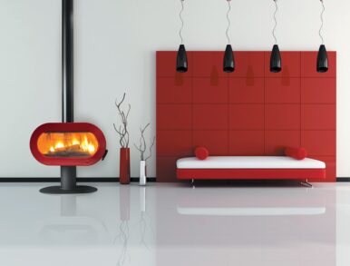 Poêle à bois Fonte Fifty Plus sur Pied rouge